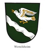 In Grün ein silberner Schrägbach, darüber eine fliegende silberne goldbewehrte Möwe.